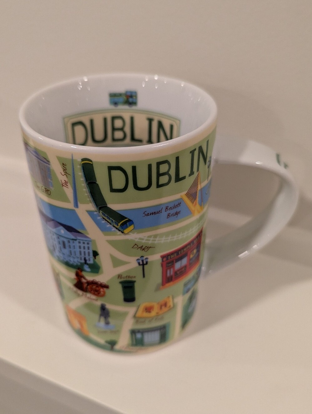Dublin Illustrated Ceramic Coffee Mug - Light Green
